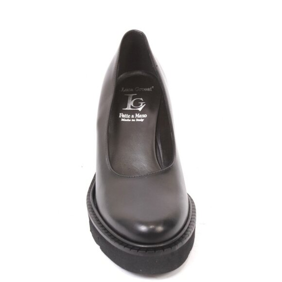 Luca Grossi 139a Black Leather Platform Heel Shoes Pumps - Picture 7 of 8